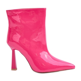 Botines slip-on de tacón alto de charol, Fucsia rosa