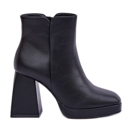 Botines Tacón Alto Piel Ecológica Negros