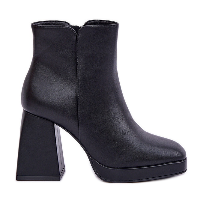 Botines Tacón Alto Piel Ecológica Negros Botines Tacón Alto Piel Ecológica Negros