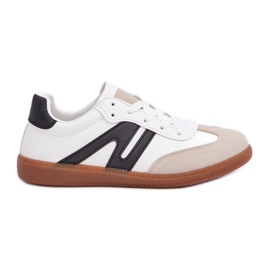 Zapatillas bajas de mujer confeccionadas en piel ecológica, blanco y negro Navidemi