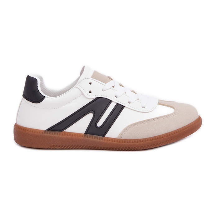 Zapatillas bajas de mujer confeccionadas en piel ecológica, blanco y negro Navidemi