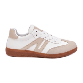 Zapatillas Bajas de Mujer Confeccionadas en Piel Ecológica, Blanco y Beige Navidemi