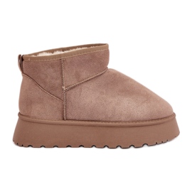 Botas de nieve con plataforma de ante ecológico, beige oscuro