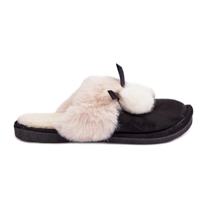 Pantuflas De Mujer Con Pelo, Negro