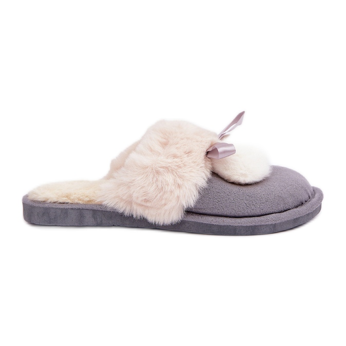 Pantuflas De Mujer Con Pelo, Gris Pantuflas De Mujer Con Pelo, Gris