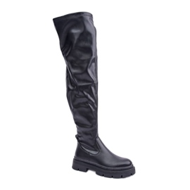 Botas por encima de la rodilla para mujer con plataforma, negro