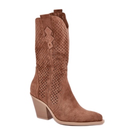 Botas cowboy marrones con pala calada marrón