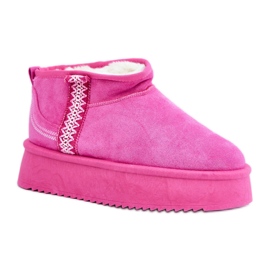 Botas de nieve mujer con plataforma en ante rosa rosado