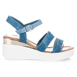 Vices Sandalias en un tacón de cuña de mezclilla azul