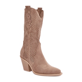 Botas cowboy beige con pala calada