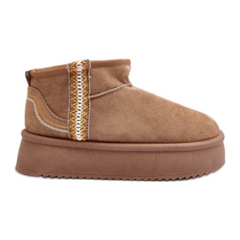 Botas de nieve con plataforma para mujer, ante, marrón claro