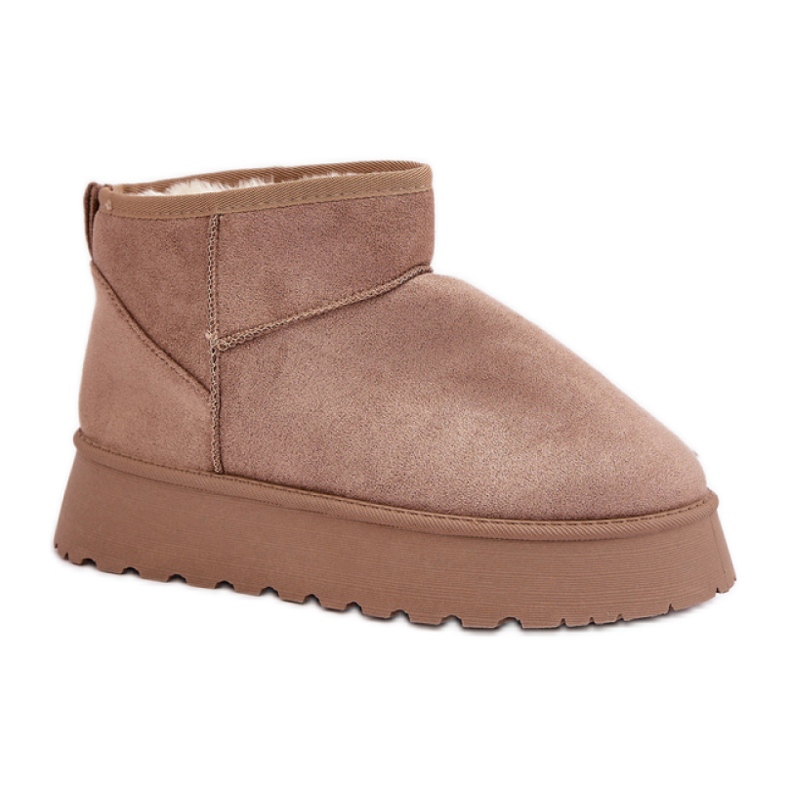 Botas de nieve con plataforma para mujer, ante beige.