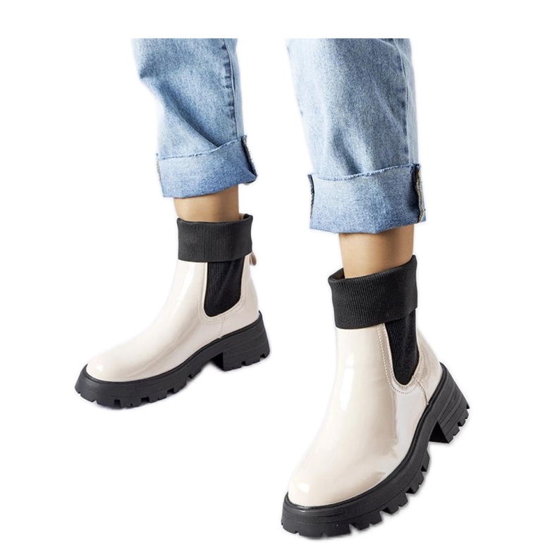 Botas trabajadoras sin cordones beige de Breolungi - Solea