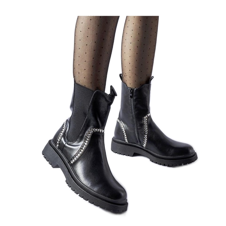 Botines negros decorados con circonitas Anastasio - Solea Botines negros decorados con circonitas Anastasio - Solea