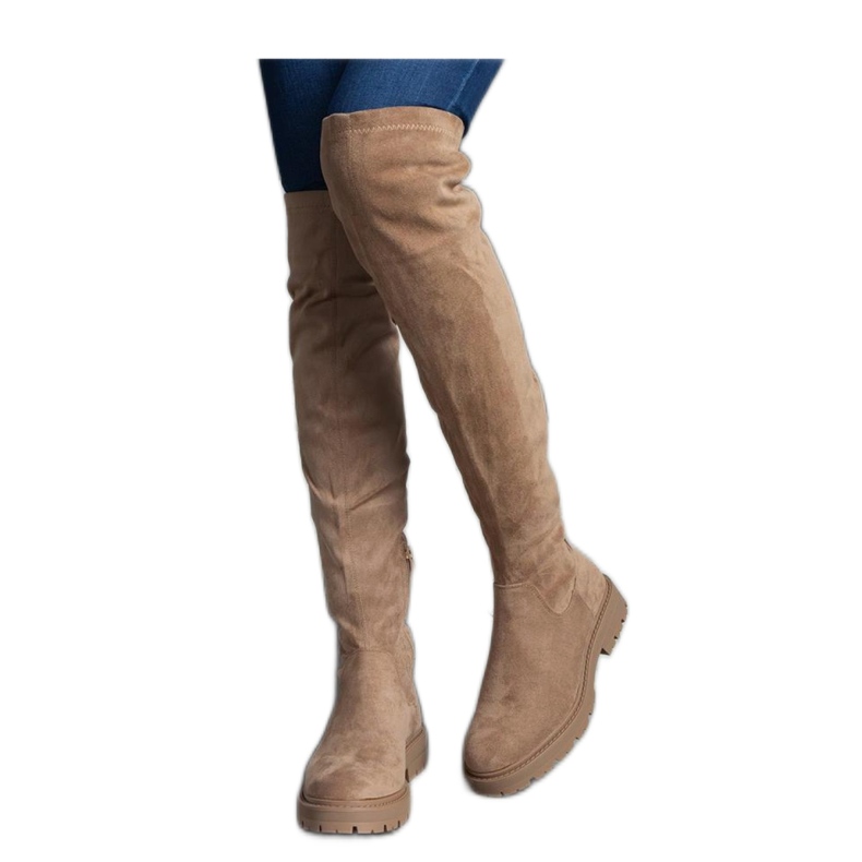 Botas largas marrones con suela plana de Tromi - Solea marrón