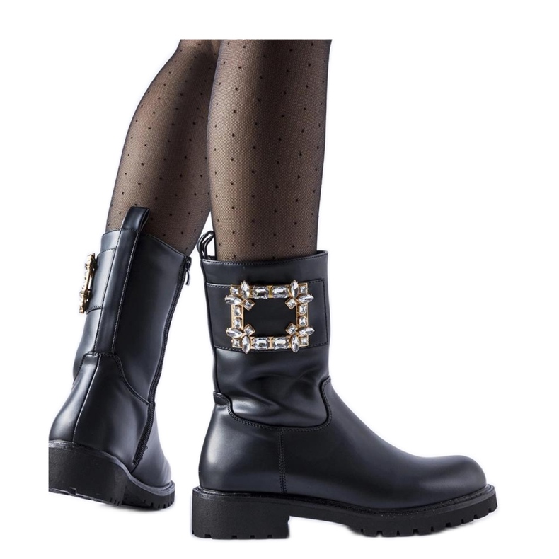 Botines negros decorados con circonitas Wagner - Solea Botines negros decorados con circonitas Wagner - Solea