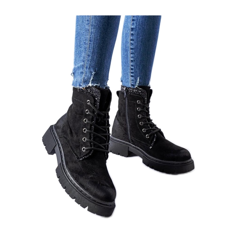 Botines negros con inserciones Prairie brillantes - Solea