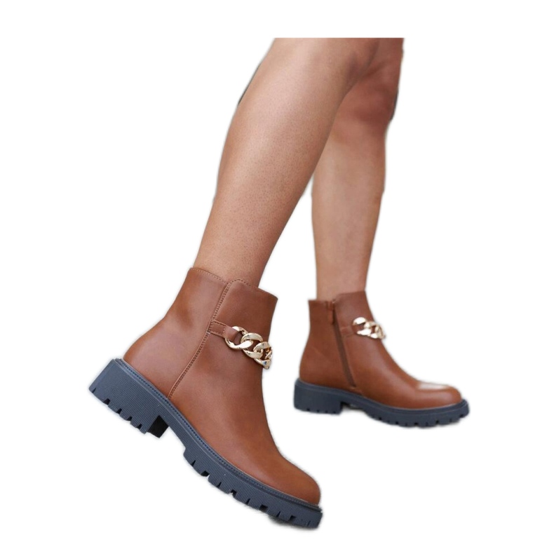 Botines marrones decorados con cadena Bonsaint - Solea marrón Botines marrones decorados con cadena Bonsaint - Solea marrón