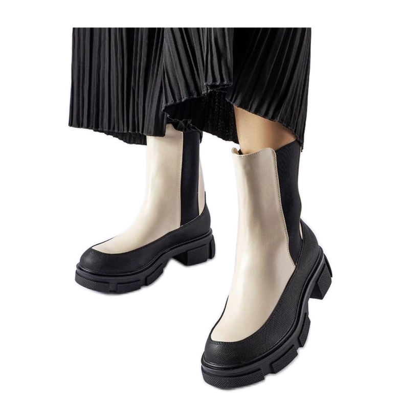 Botines slip-on beige y negro de Faisal - Solea