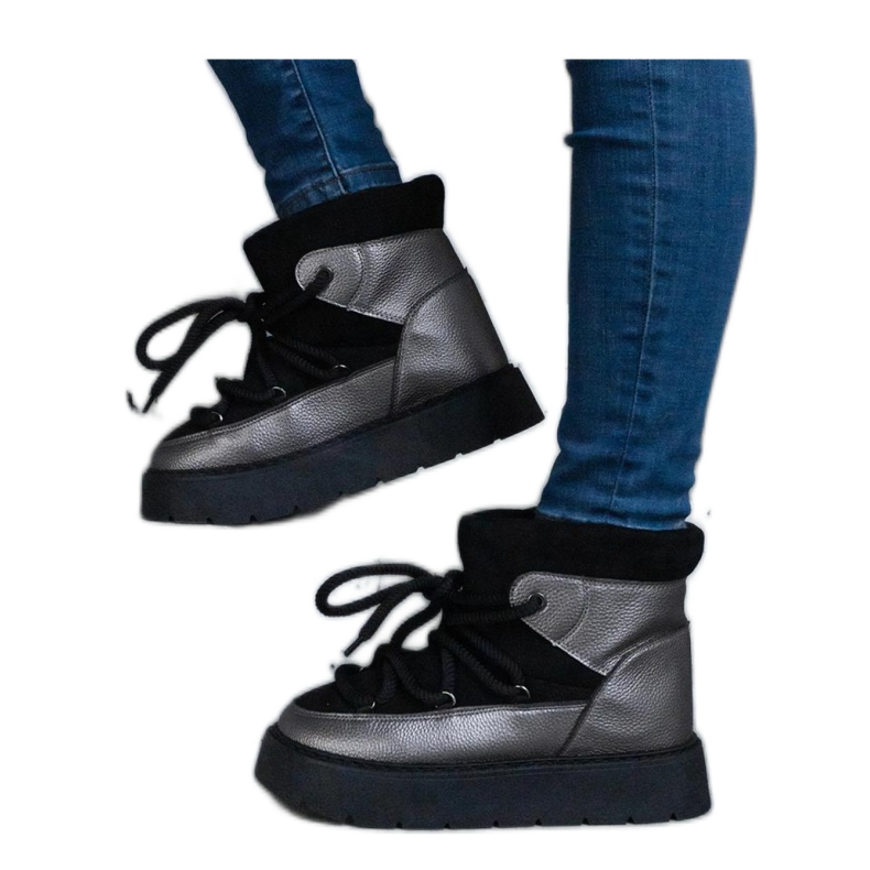 Botas de nieve con plataforma negra aisladas con pelo Sapphi - Solea negro Botas de nieve con plataforma negra aisladas con pelo Sapphi - Solea negro