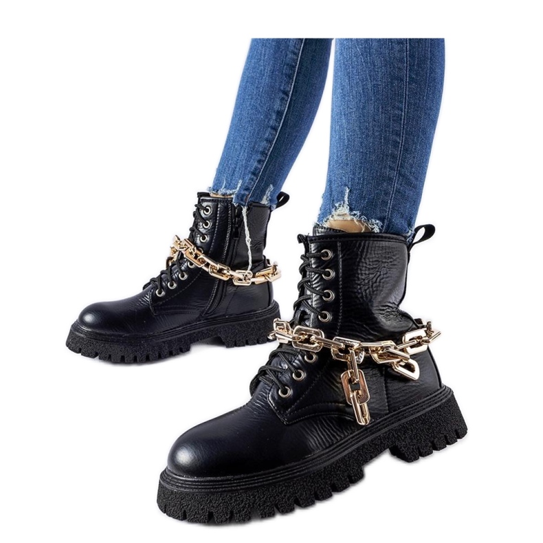 Botas negras con cadena Bowling - Solea negro Botas negras con cadena Bowling - Solea negro