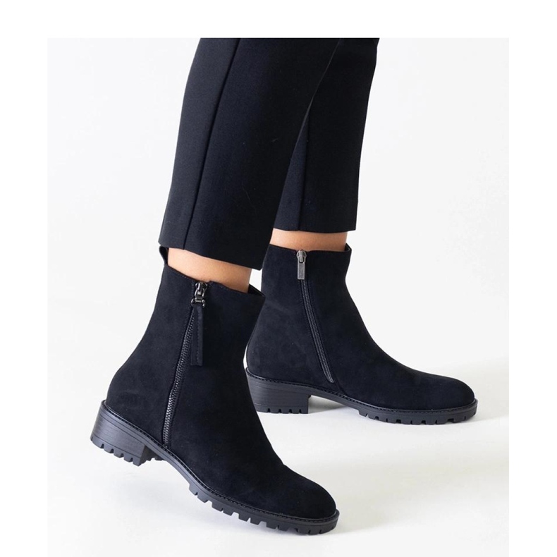Botines negros con plataforma de ante ecológico de Zahra - Solea