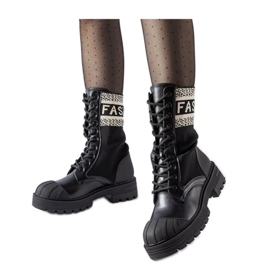 Botas calcetín negras con inscripción Daria - Solea blanca negro