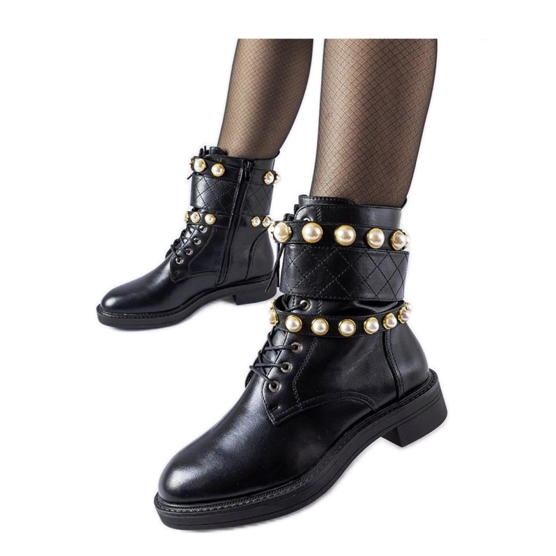 Botines aislantes negros con perlas normanda - Solea