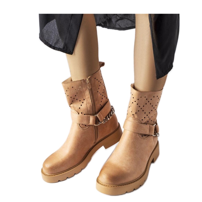 Botines beige calados con cadena de Procopio - Solea