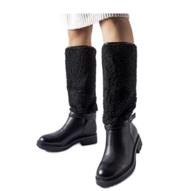 Botas negras decoradas con pelo Lisos - Solea negro