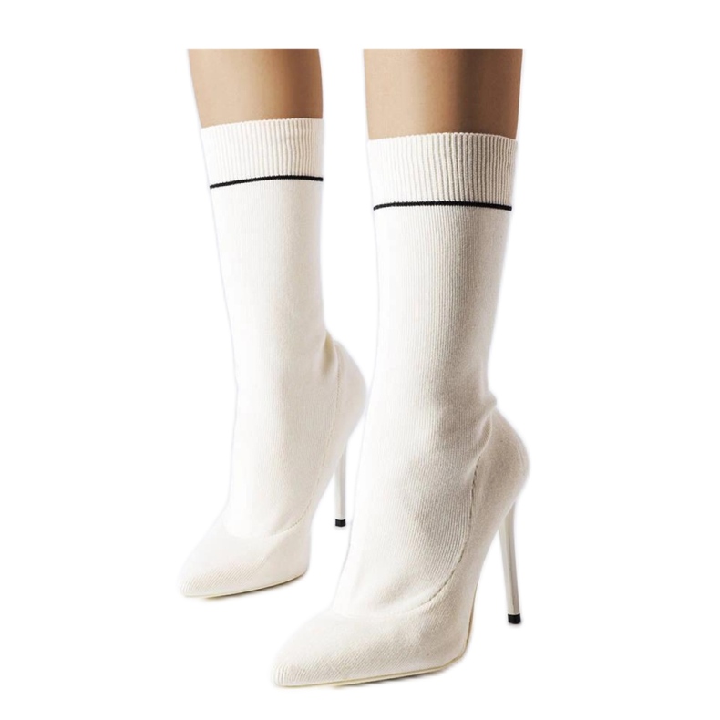 Botín calcetín blanco con tacón Pelletier - Solea