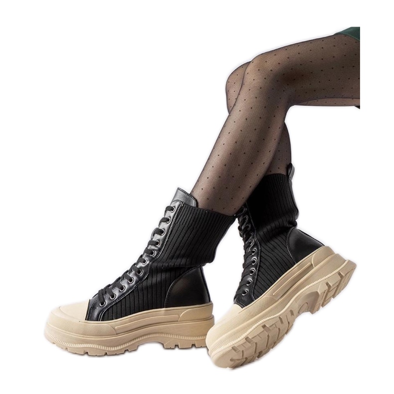 Botas calcetín negras suela ligera negro Botas calcetín negras suela ligera negro