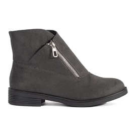 Shelvt Botines planos grises con cremallera