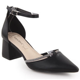 Sandalias de mujer Sabatina en punta con circonitas en color negro