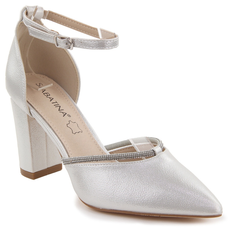 Sabatina Sandalias de mujer con punta y circonitas plateadas plata Sabatina Sandalias de mujer con punta y circonitas plateadas plata