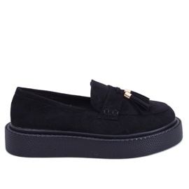 Mocasín plataforma flecos Negro