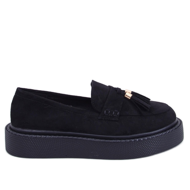 Mocasín plataforma flecos Negro