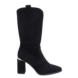 Botas tacón caladas negras negro
