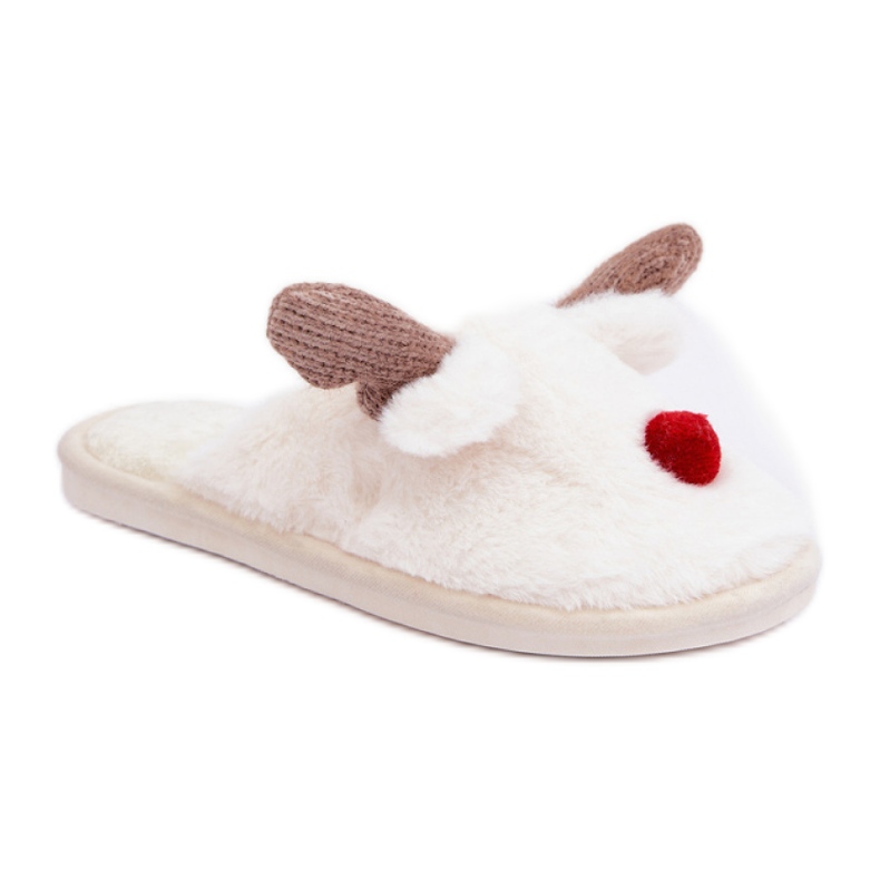 Pantuflas de mujer con motivo de renos. blanco