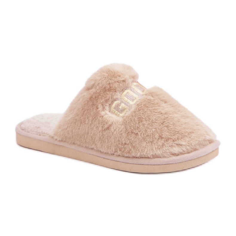 Zapatillas de mujer de pelo suave. beige
