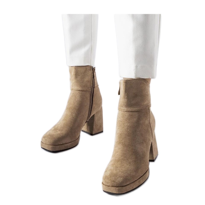 Botines grises con tacón macizo Itaf - Solea beige Botines grises con tacón macizo Itaf - Solea beige