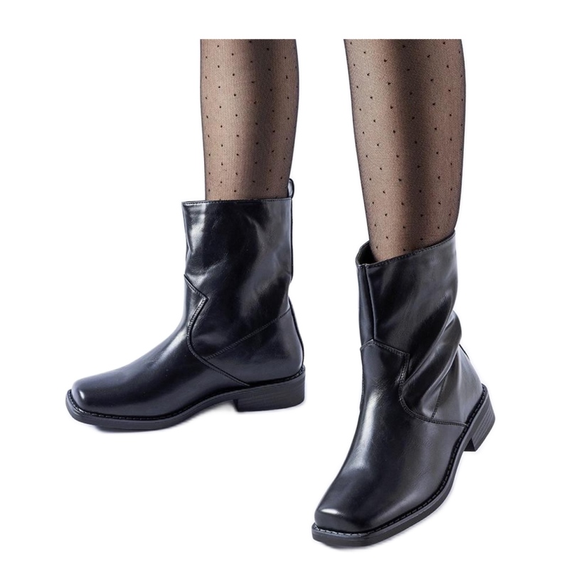 Botas negras aisladas punta rectangular Bel - Solea negro Botas negras aisladas punta rectangular Bel - Solea negro