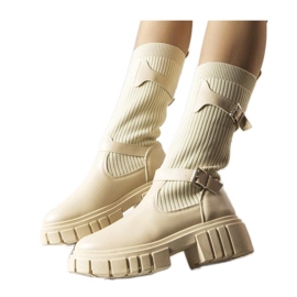 Botas elegantes beige con parte superior flexible Ida - Solea