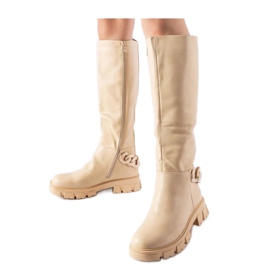 Botas planas beige con cadena Armand - Solea