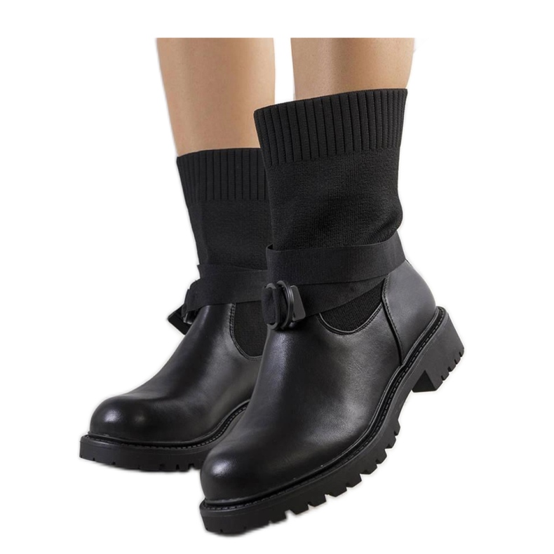 Botines negros con parte superior elástica Ricky - Solea
