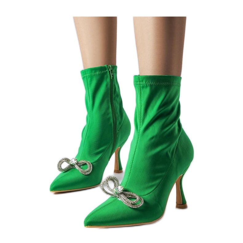 Botines verdes decorados con un lazo de circonitas de Mars - Solea