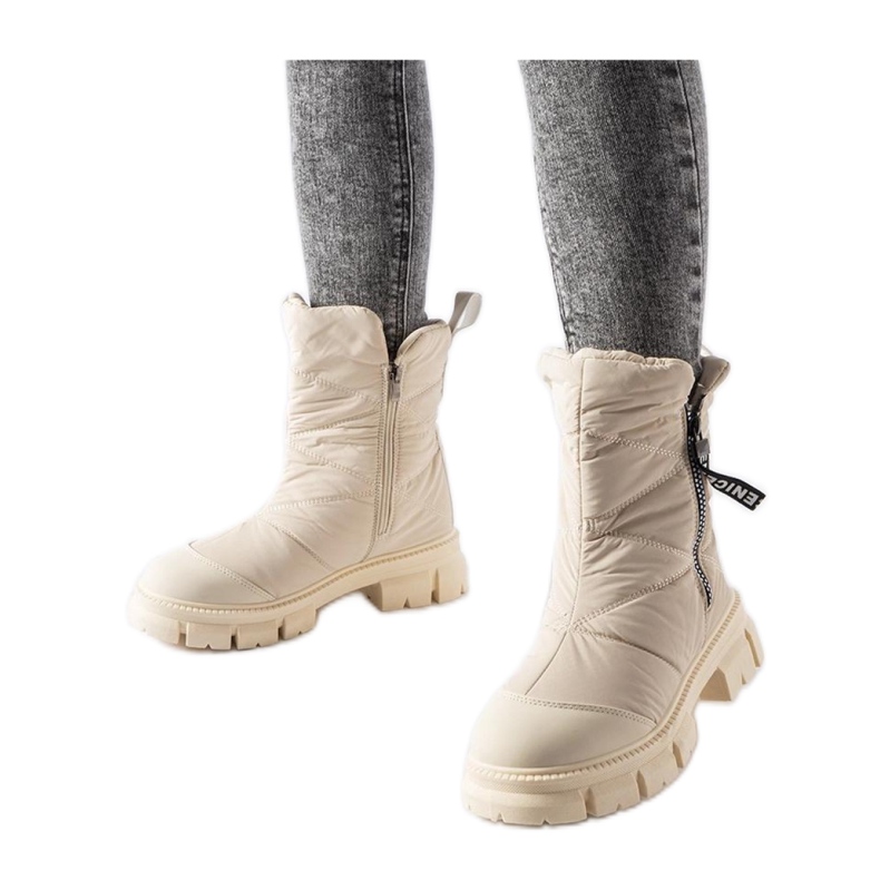 Botas de nieve acolchadas con aislamiento beige