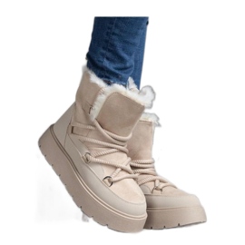 Botas de nieve con plataforma aisladas con pelo. beige