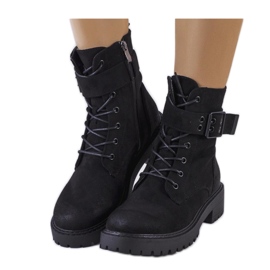 Botines negros con cordones para mujer