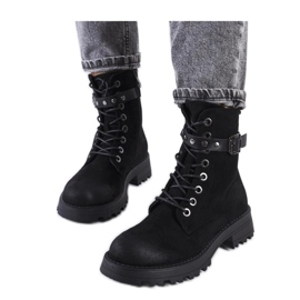 Botines negros con cordones para mujer
